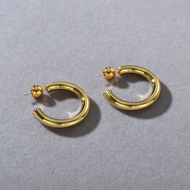 Orecchini a cerchio minimalisti a forma di C da donna per l'uso quotidiano - Eleganti e raffinati orecchini a bottone in argento Sterling S925 in oro e argento_voghion.com