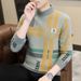 Mid neck sweater for men in autumn and winter, half high neck bottom shirt, striped jacquard high-end knitwear, new_voghion.com