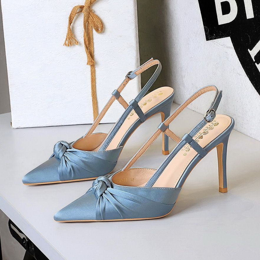 Elegant Satin Bow Pointed-Toe Stiletto Heels For Women - Chic Open Back Dress Shoes For Parties & Special Occasions (Sizes 34-40, Colors Available)_voghion.com