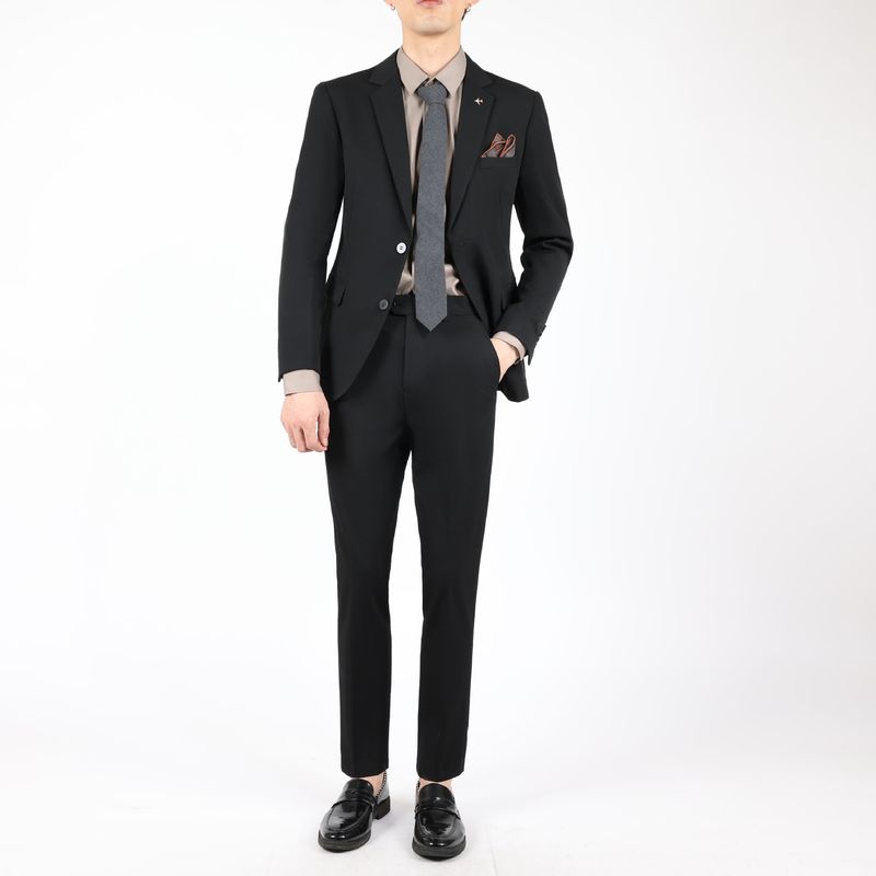 Ensemble 3 pièces pour homme, grande taille, blazer, gilet, pantalon, coupe slim, tenue de soirée (noir, gris, anthracite)_voghion.com