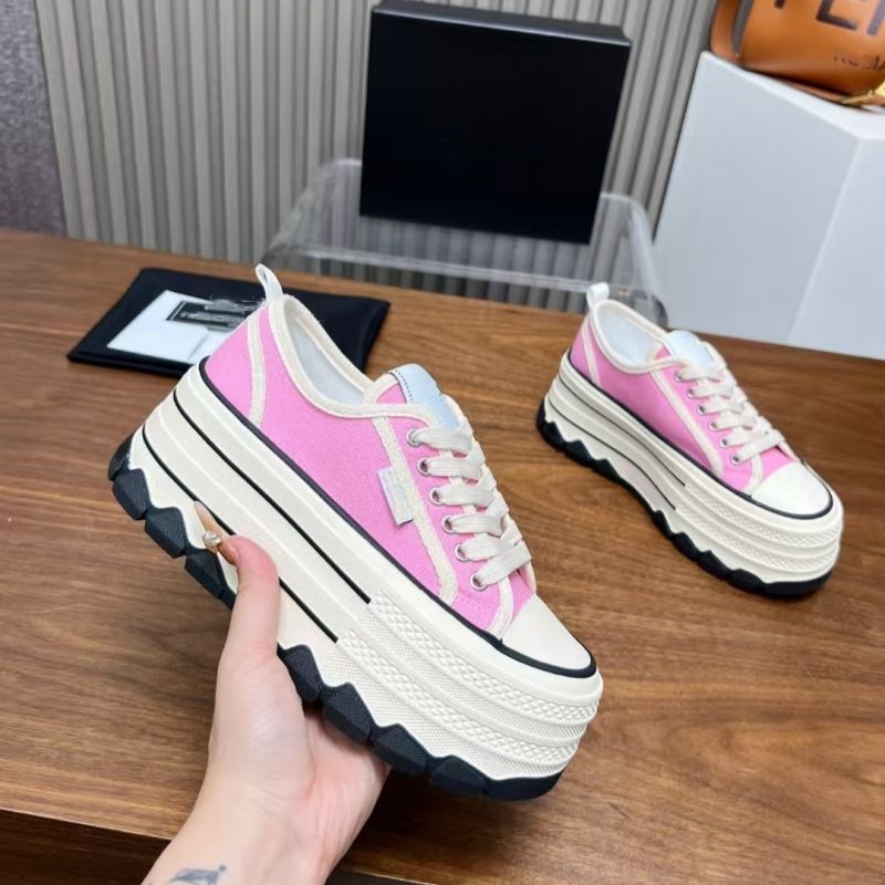 Scarpe da donna Xiaoxiang 25 di alta qualità, con lacci, in tela spessa e con tacco alto, per il tempo libero, bianche_voghion.com