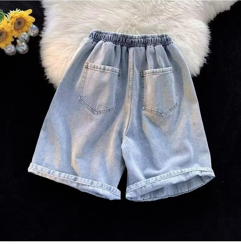 Abbigliamento maschile Nuovi pantaloncini in denim da uomo, larghi, larghi, di media lunghezza, alla moda, estivi, sottili, con coulisse, elastico in vita, pantaloncini casual_voghion.com