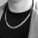 Titanium steel stainless steel hip hop NK necklace wide flat men and women thick and thin chain simple trend ins sweater chain with chain accessories_voghion.com