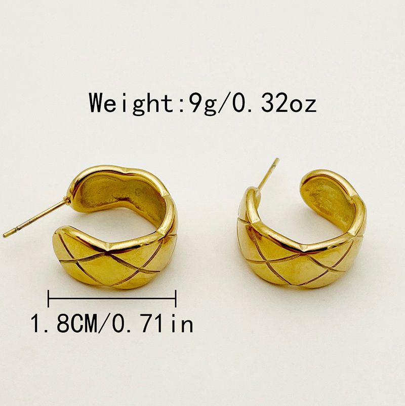 1 paio di orecchini a bottone geometrici stile semplice casual in acciaio inossidabile 304 placcati in oro 14K_voghion.com