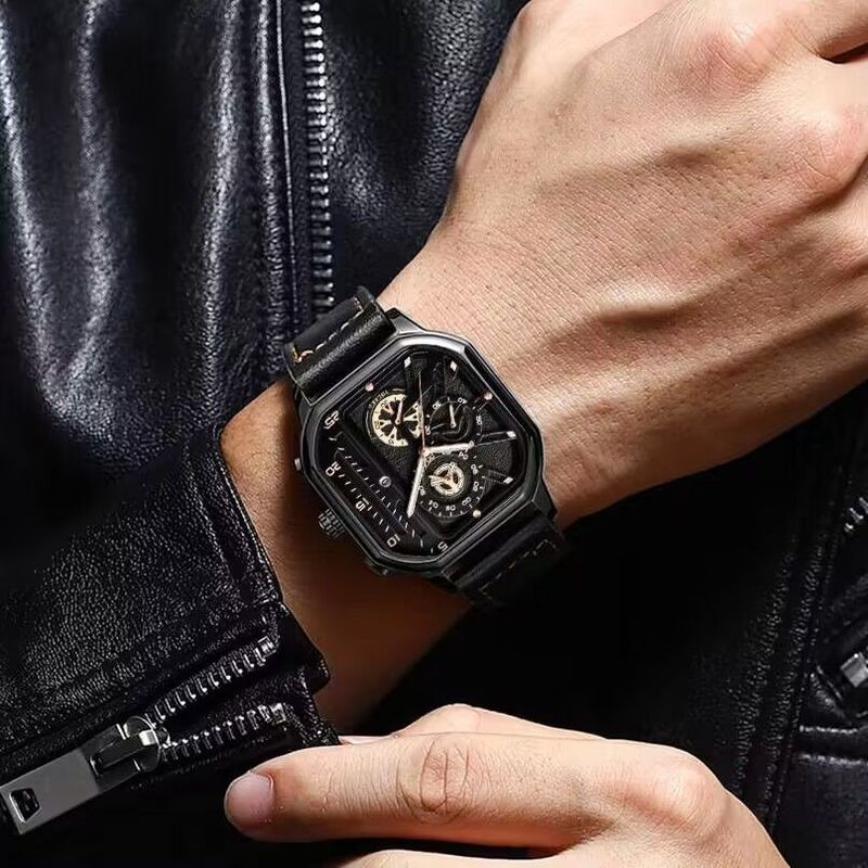Cool Brand Herrenuhren, neue coole Spitzenversion der hochwertigen automatischen Lederkalender-Herrenuhren_voghion.com