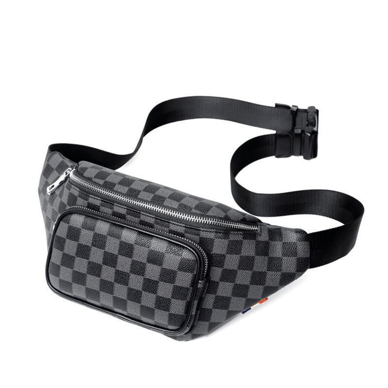 Coreano ins mode gitter muster taille große capazität PU leder trendige brust paar schulter reiten Messenger bags_voghion.com