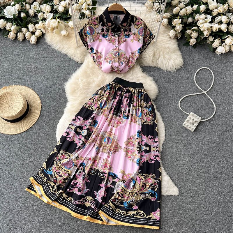 Vêtements Femme Haut de chemise court imprimé ethnique haut de gamme_voghion.com