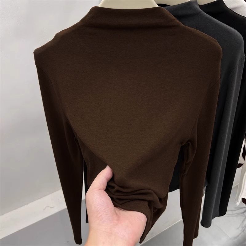 Maglia a collo alto a coste slim-fit – Strato base elasticizzato a maniche lunghe da donna | Versatile e valorizzante_voghion.com