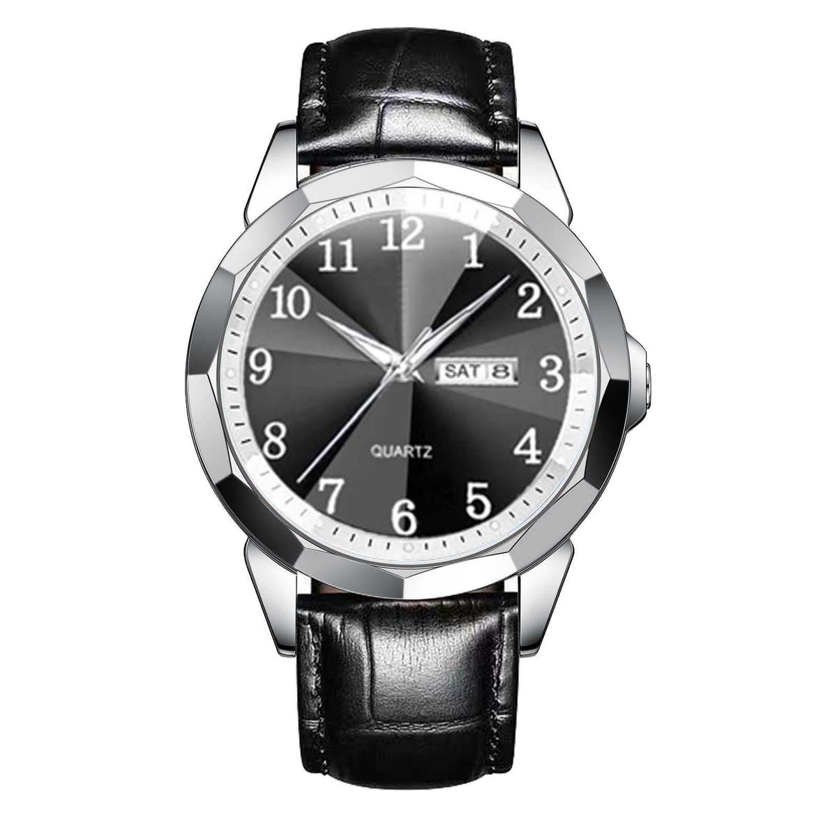 New Business Multifunctional Fashion Dual Calendar Quartz Digital Face Men's Simple Steel Belt Watch_voghion.com