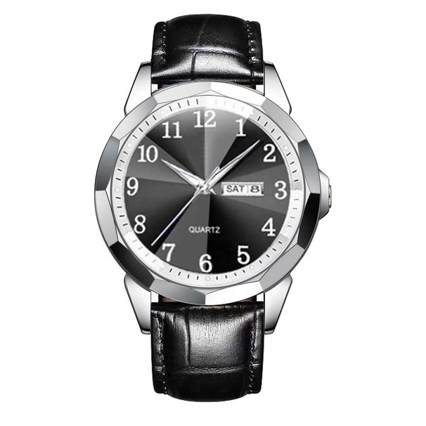 New Business Multifunctional Fashion Dual Calendar Quartz Digital Face Men's Simple Steel Belt Watch_voghion.com