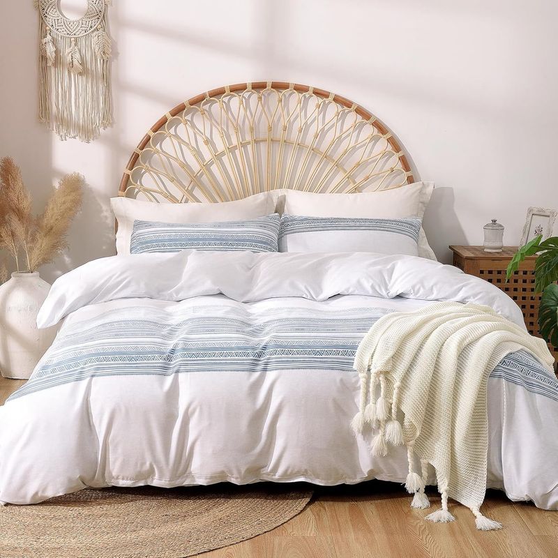Brushed Print Geometric Lines Quilt Set Bedding Three Piece Set_voghion.com