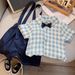 Summer New Strap Shorts for Boys: Polo Collar Checkered Short Sleeve Children's Shirt Two Piece Set_voghion.com