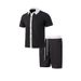 2025 Summer Men's Casual Turn-down Collar Button Color Block Shirt Short Sleeve Shorts Set For Men_voghion.com