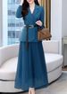 Women's High-end Temperament Slim Fit 2024 Autumn Fashionable Waist Small Suit Mesh Skirt Two-piece Set_voghion.com