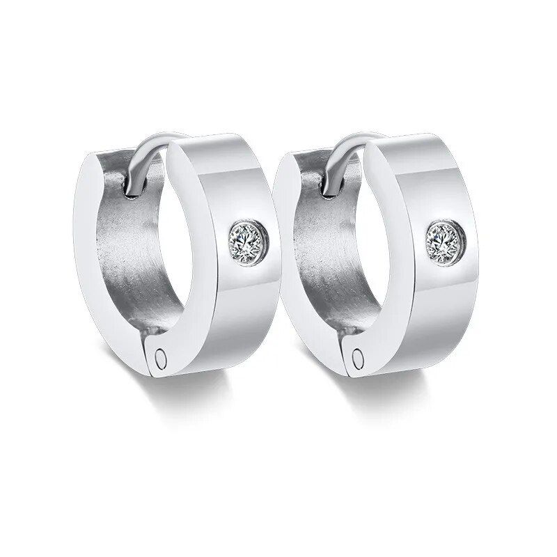 QSZB Basic Edelstahl Creolen Für Männer Frauen Unisex Hie Ohrringe Mit CZ Stein Zubehör_voghion.com