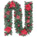 2.7M Christmas Garland With 240 Dense Flowers - Red/Gold/Pink/Silver/Blue/Multi-Color (LED Lights Optional)_voghion.com