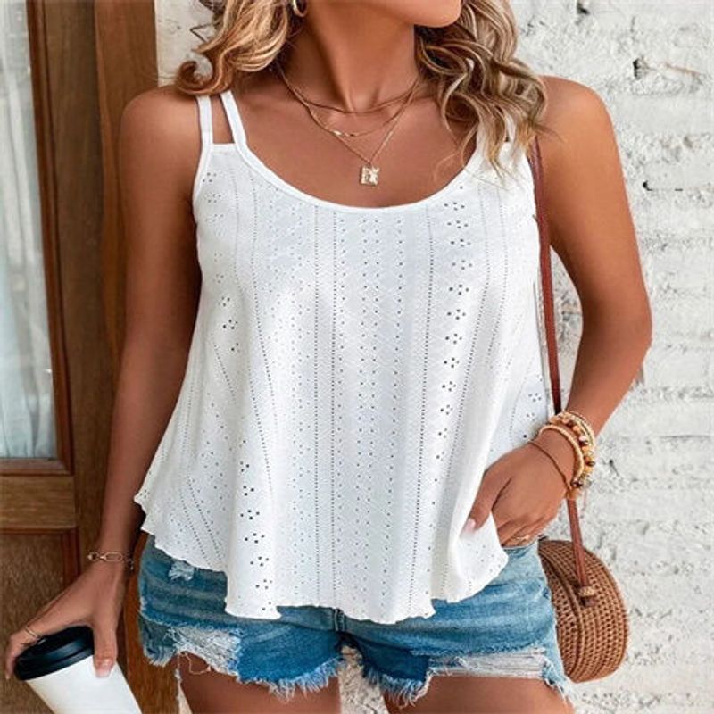 Knitted Vest 2024 Summer Round Neck Solid Color Women's New Style Camisole_voghion.com