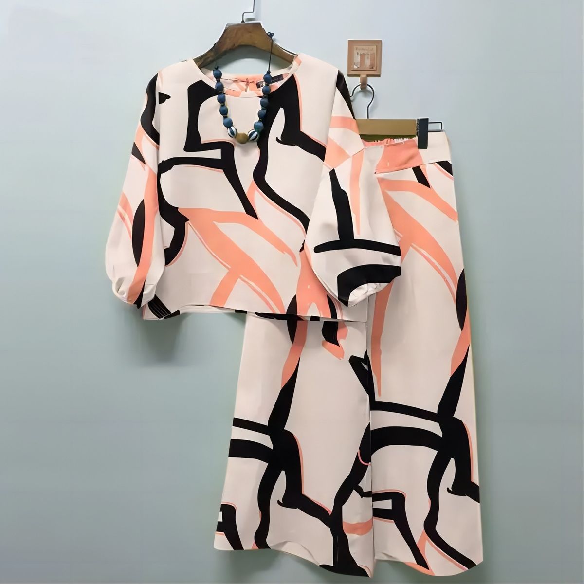 Conjunto de 2 piezas de pantalón ancho, camisa informal a la moda para mujer_voghion.com