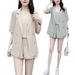 Audday Plus Size Women's Outfit 2025 Summer New Style Slimming Elegant Canotta Blazer e Shorts Set Tre Pezzi_voghion.com