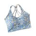 Korean Printed Pleated Vest, Two On Yoga Bra, Cross Back, Wide Shoulder Strap, Fashionable Sports And Fitness Bra_voghion.com