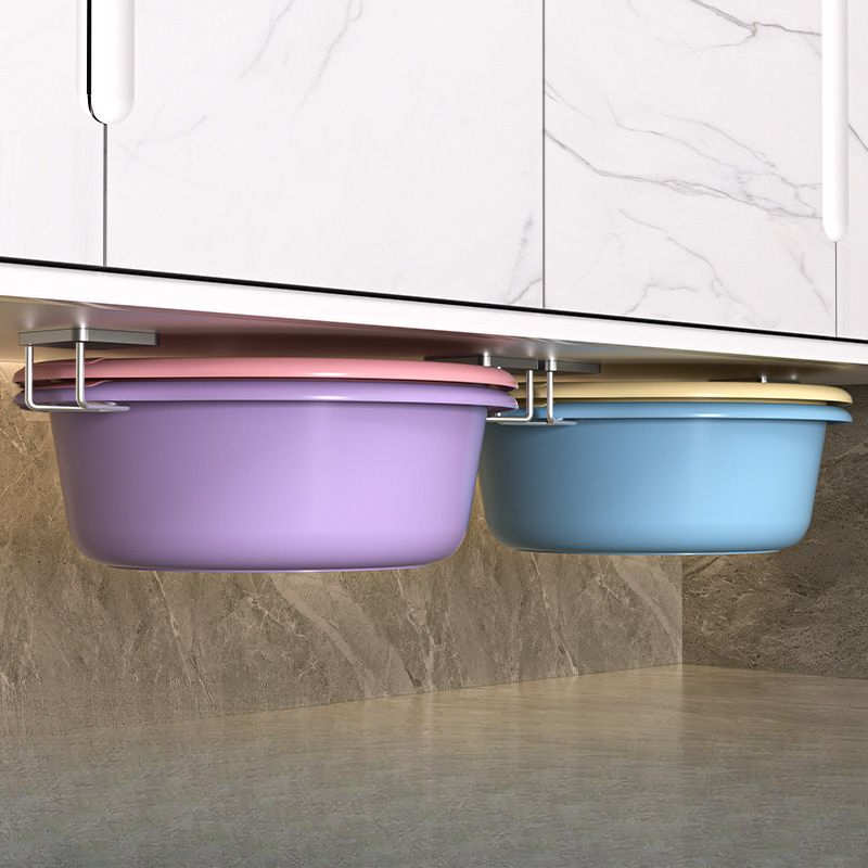 Aige Stainless Steel Rack Bathroom Cabinet Under Sink Storage Hook No-Drill Hanging Basin Tool_voghion.com