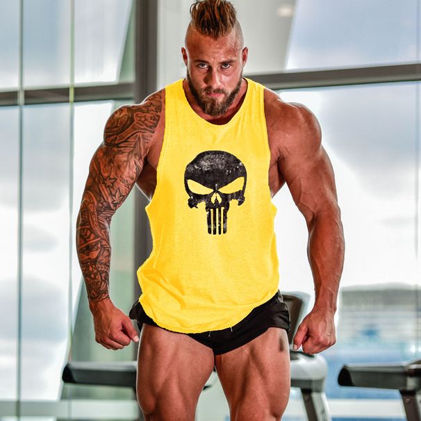 Men's Clothing Muscle Sports Fitness Vest Punisher Multicolor Cotton One Piece Dropshipping_voghion.com