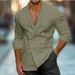 Frühling und Herbst Herrenanzug Zweireihig Lässig Baumwolle und Leinen Modehemd Langarm Strickjacke Einfarbige Jacke_voghion.com