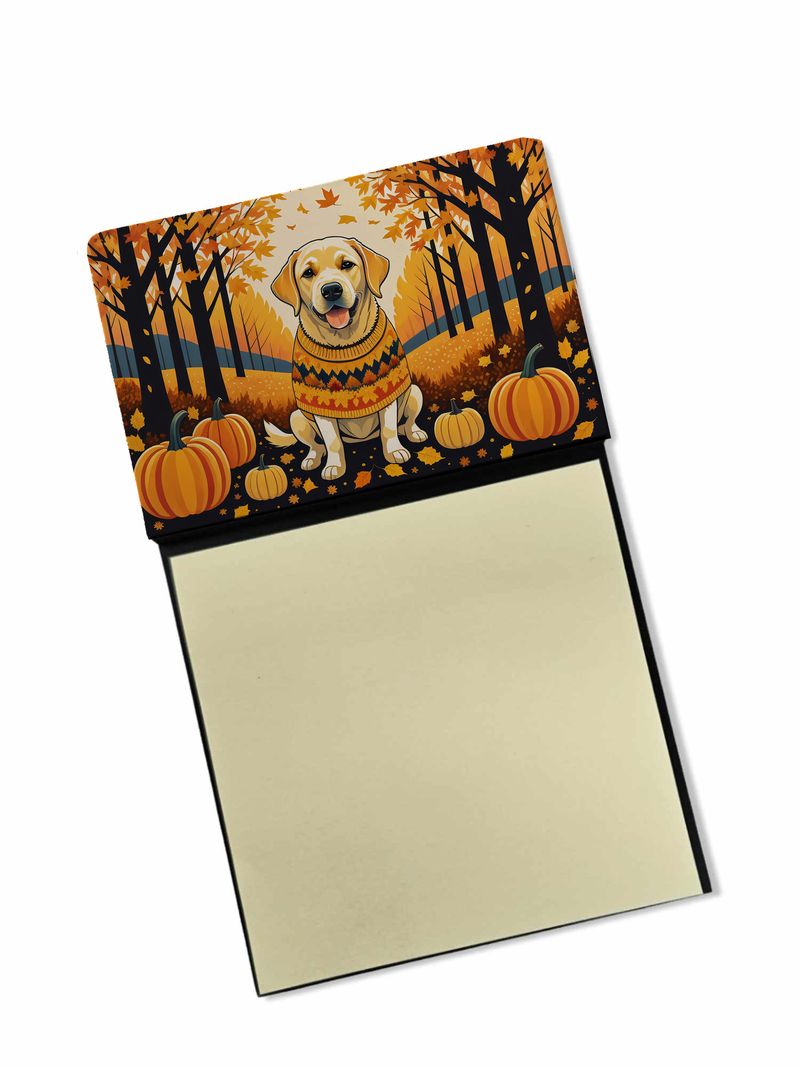 NEW Yellow Labrador Retriever Fall Sticky Note Holder Refillable Dispenser Self-Sticky Note Pads, Memo Pads Blank Desk Accessories_voghion.com