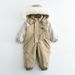 Kinderkleding Winter nieuwe stijl grote bontkraag kinderen kleur bijpassende dunne skipak jumpsuit baby kruippak_voghion.com