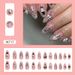 Faux ongles doux et cool, rose foncé, tête de mort, paillettes françaises, Halloween, femme, mi-long, amande, porter des ongles_voghion.com