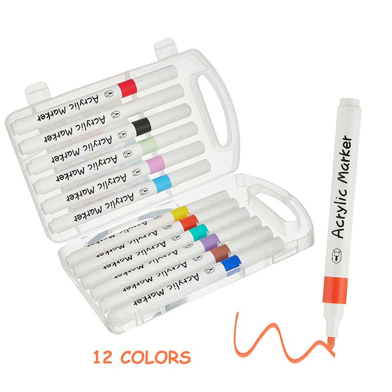 Acrylmarker für Kinder, No-Press-Design, schnelltrocknend und wasserfest, 48 leuchtende Farben, runde Spitze, ungiftiges Künstlerzubehör zum Zeichnen_voghion.com