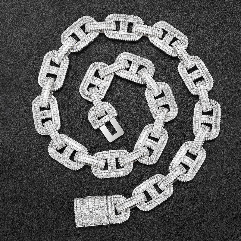 Men And Women's Jewelry Hip Hop Cuban Link Chain 15mm Width With Zirconia Micro-Pave, Adjustable Necklace & Bracelet Set For Rappers And Trendsetters_voghion.com