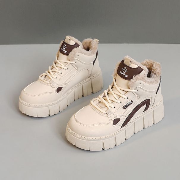 SH327 Neue Herbst-Winter-Damen-High-Top-Schuhe mit lockerem Fleece-Futter, Plateau und dicker Sohle für mehr Körpergröße_voghion.com