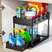 Organizer sottolavello in plastica a 2 livelli, cestello scorrevole per bagno e cucina - Nero_voghion.com