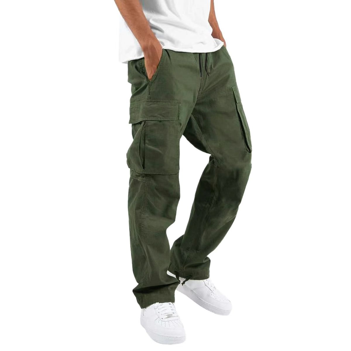 Summer New Men's Cargo Pants Drawstring Multi Pocket Casual Pants_voghion.com