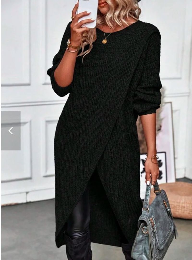 Vêtements pour femmes, veste longue en tricot pour femmes_voghion.com