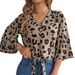2025 Spring Summer New Casual Leopard Print Lace-up Chiffon Blouse Women's Fashion_voghion.com