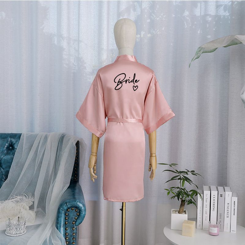 Bride TEAM Bridal Group Morning Women's Sleeping Robes Makeup Wedding Simulation Silk Bathrobe_voghion.com