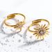 Elegante e sofisticato anello regolabile con girasole tempestato di diamanti in stile francese, in acciaio al titanio, da donna, completo_voghion.com