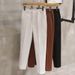 Japonske vafelj bele hlače v lahkem zrelem slogu, moške zahodne hlače za prosti čas, Instagram, korejska izdaja, trendovske hlače z ravnimi nogami Pi Shuai_voghion.com