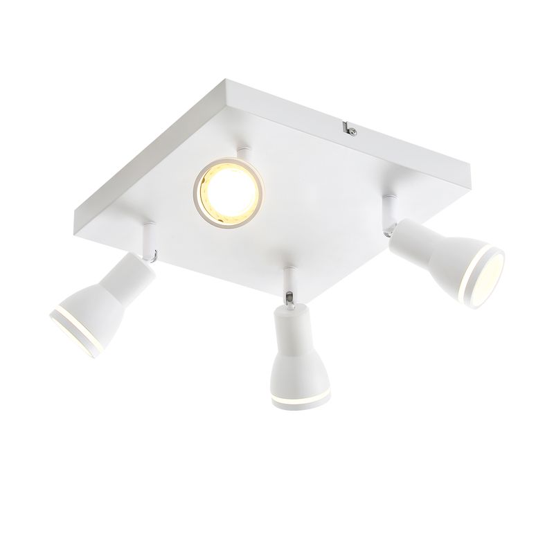 LED Deckenleuchte 4 Flammig Deckenstrahler - Quadratischen Weiß Deckenlampe Spots GU10 Schwenkbar Wandstrahler Innen Metall Ohne Leuchtmittel_voghion.com