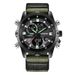 Men's Sport Watch With Nylon Strap - Dual Display Analog & Digital, Multifunctional With Calendar, Alarm, GMT, And Luminous Feature_voghion.com