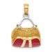 14K & Rhodium 3-D Red Enameled Handbag Opens Charm_voghion.com