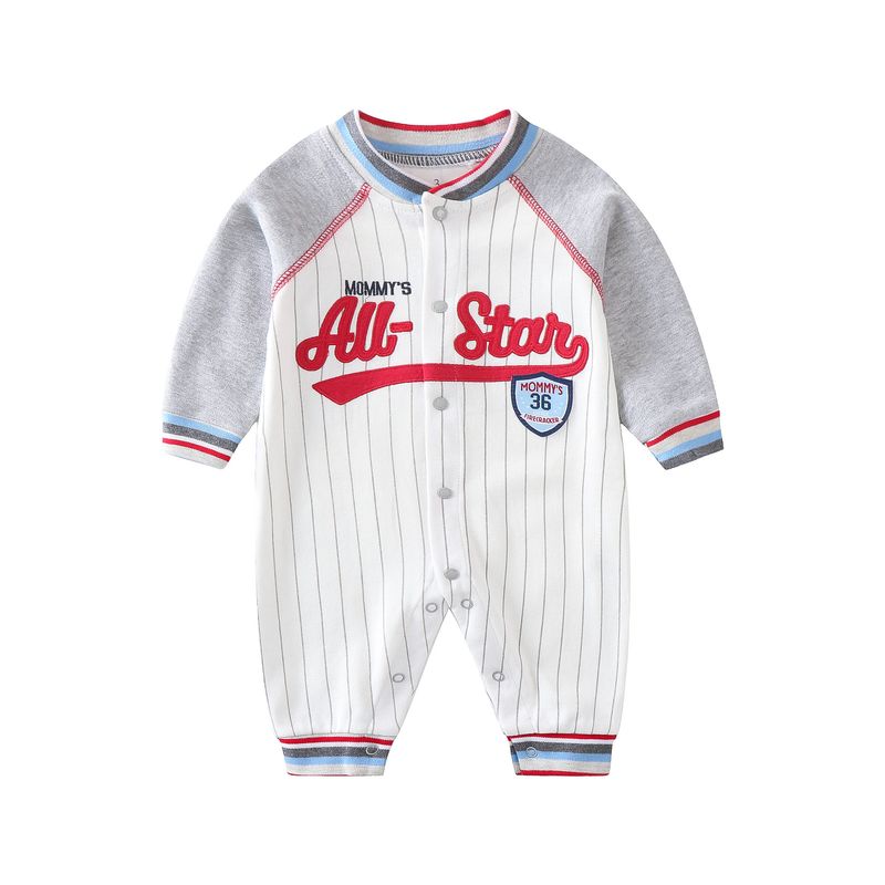 Mutter & Kinder Baby langärmeliger Baseball-Overall dünner Sommer aus reiner Baumwolle Strampler Neugeborene Kleidung Jungen und Mädchen Baby Schlafsack Krabbelkleidung_voghion.com