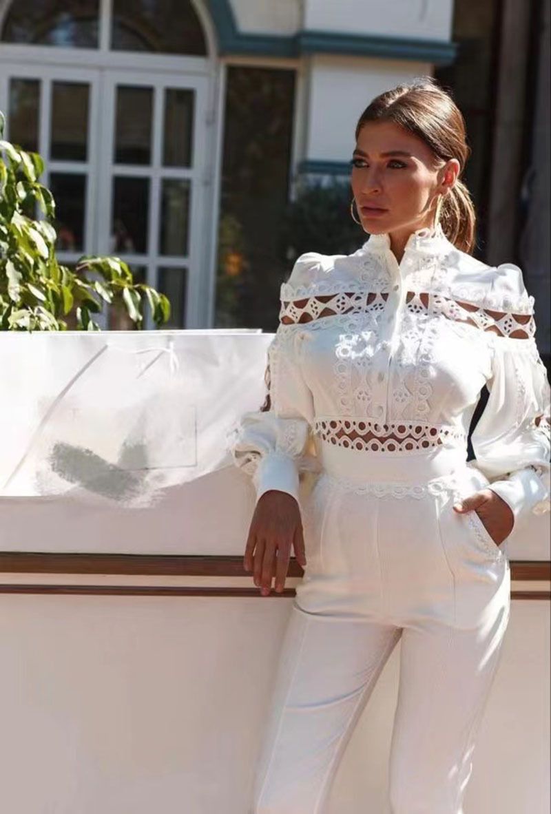 Combinaison sexy slim légère et luxueuse pour femme, ensemble deux pièces avec dentelle et taille fine_voghion.com
