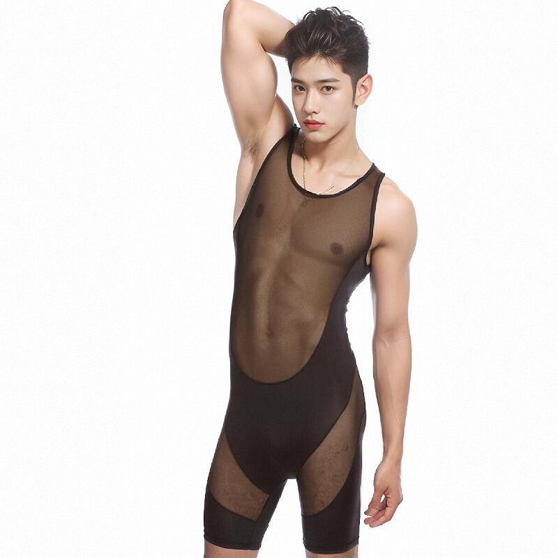Roupa íntima masculina em tecido de seda gelo, fio de rede, sexy, fina e transparente, esportiva para meninos, sexo adulto, moda gay_voghion.com