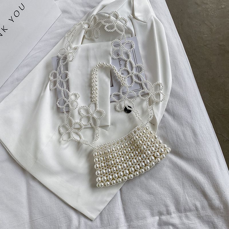Bolso de hombro con cuentas estilo pequeño, fragante y de moda, estilo informal, de mano, con perlas, primavera 2024_voghion.com