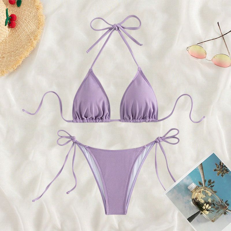 Damenbekleidung Badeanzug Einfarbig Sexy Bikini Split Badeanzug_voghion.com