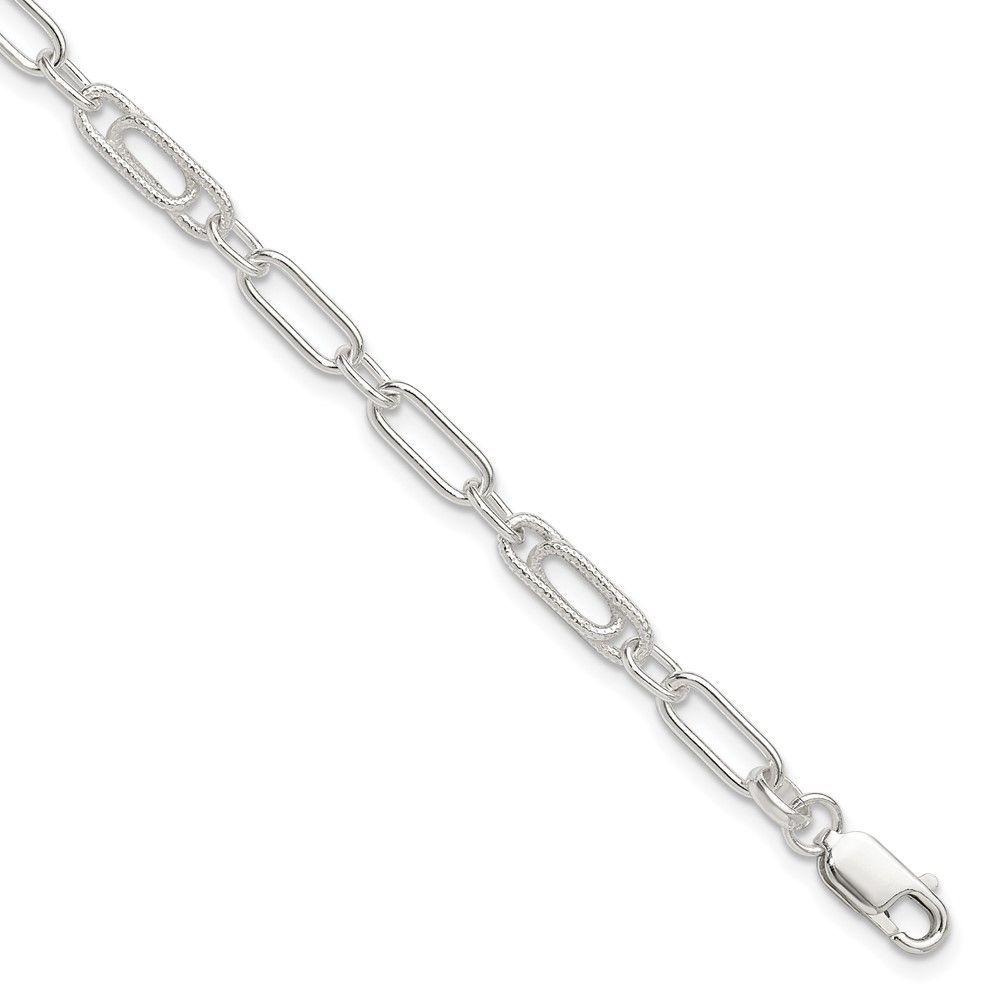 Sterling Silver Fancy Link Anklet_voghion.com