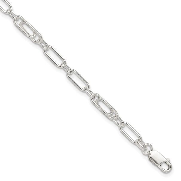 Sterling Silver Fancy Link Anklet_voghion.com